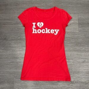 Lululemon "I Love Hockey" Red T-shirt Size Small